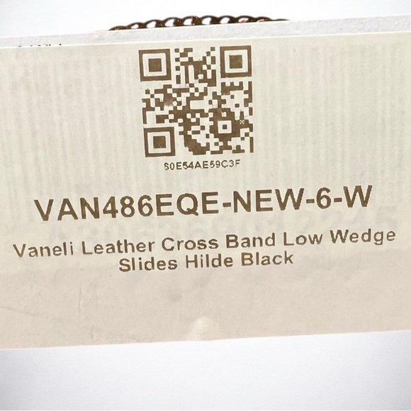 🌻NEW w/box Vaneli Hilde Black Leather Cross Band Low Wedge Slides Size 6W WIDE - Picture 14 of 14